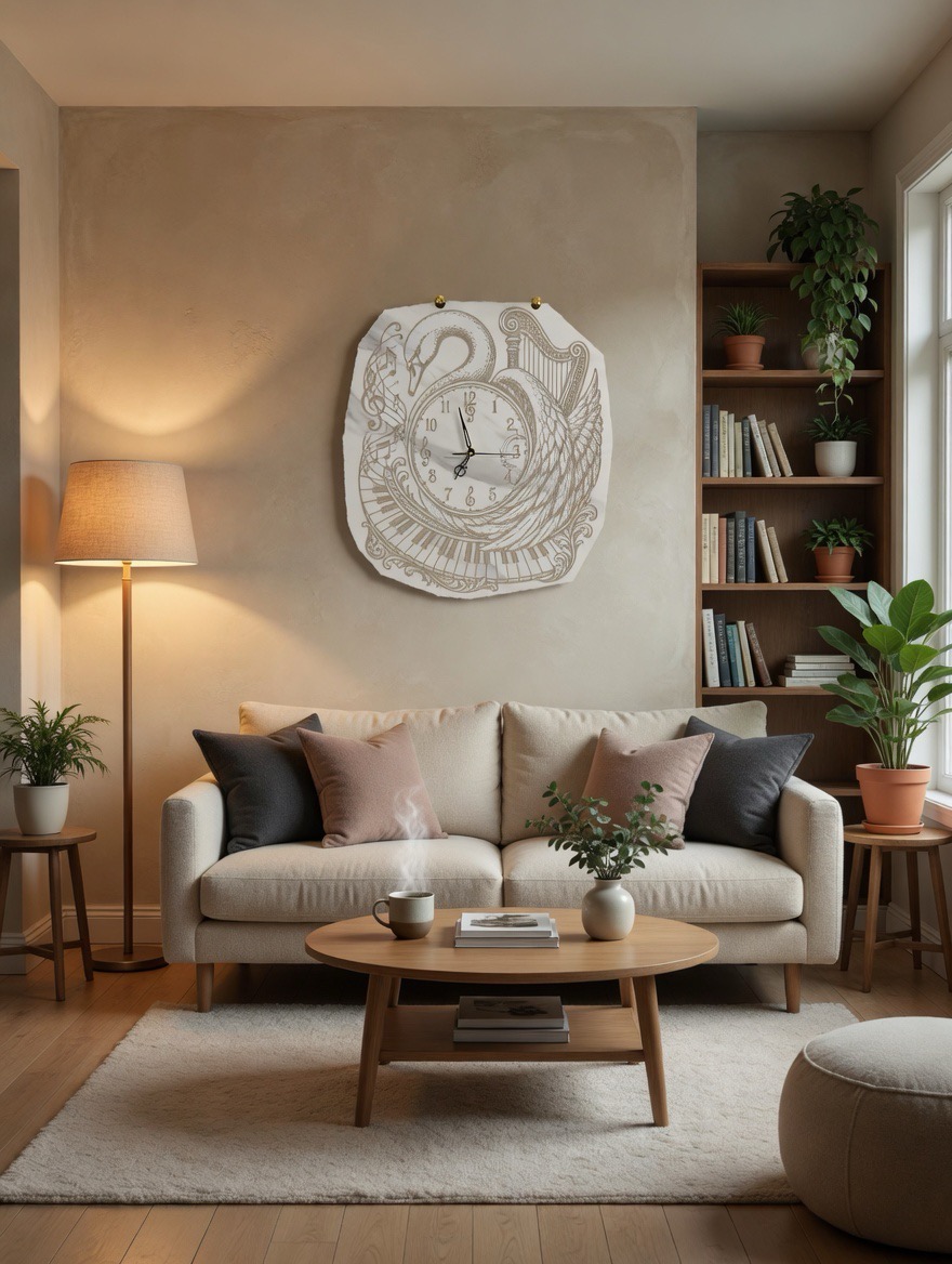 Swan & Harp Stone Clock