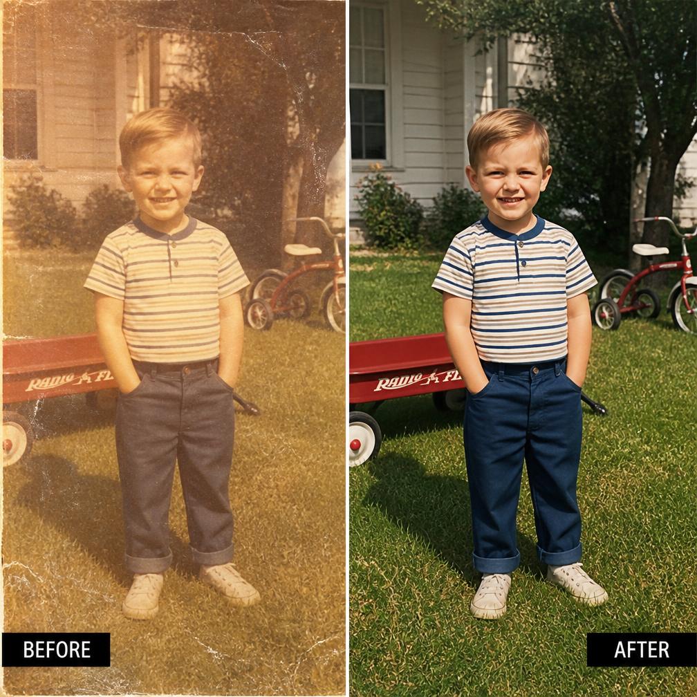 Faded 1960s color snapshot — color and detail restored