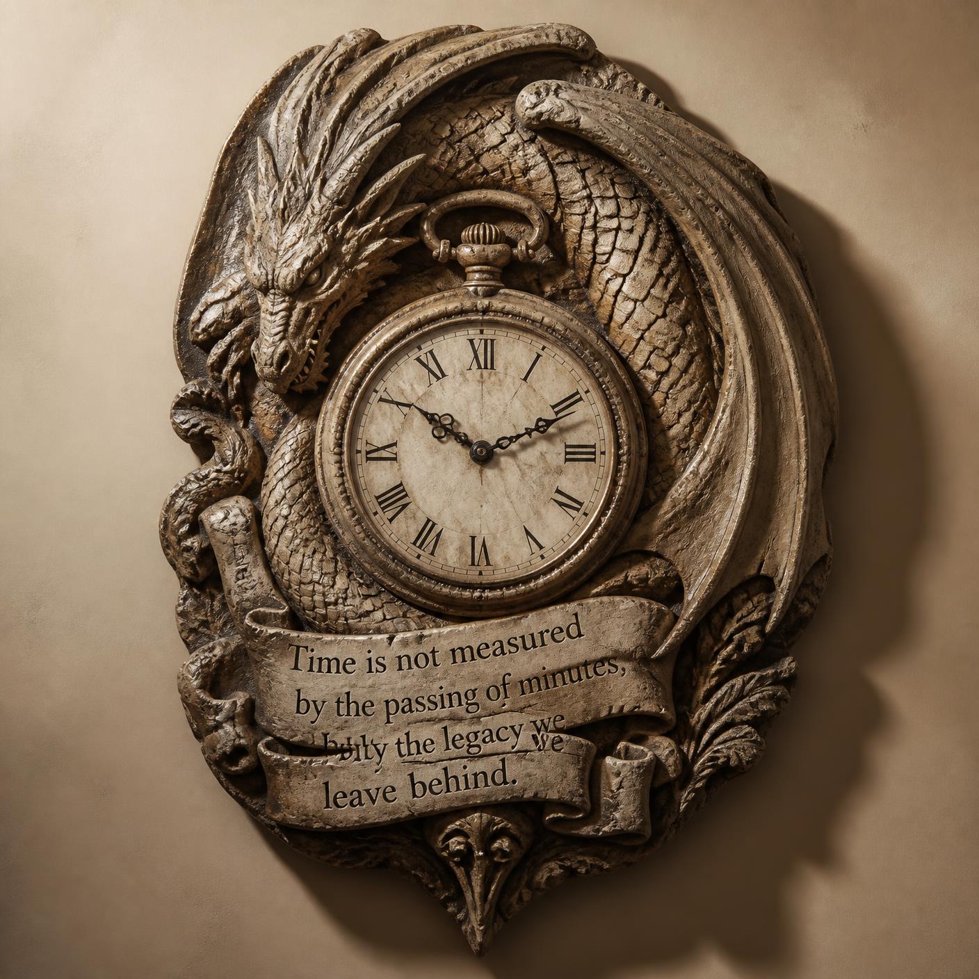 Dragon & Pocket Watch Stone Clock